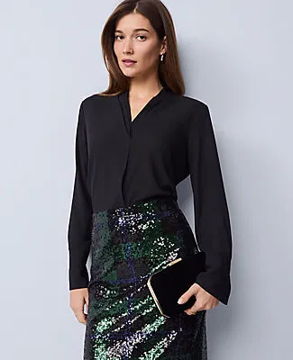 Ann Taylor Pleat Neck Blouse sold by Ann Taylor