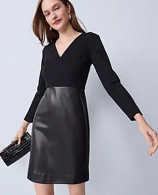 Ann Taylor Petite Mixed Media V-Neck Sheath Dress sold by Ann Taylor