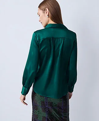 Ann Taylor Collared Shirred Yoke Button Down Shirt sold by Ann Taylor product image thumbnail 2