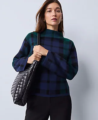 Ann Taylor Petite Plaid Mock Neck Sweater sold by Ann Taylor product image thumbnail 3
