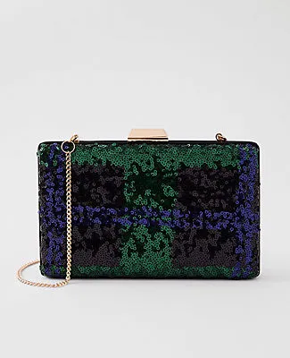 Ann Taylor Sequin Tartan Hard Clutch sold by Ann Taylor
