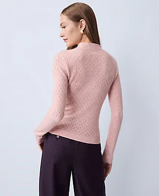 Ann Taylor Pointelle Mock Neck Sweater sold by Ann Taylor product image thumbnail 2