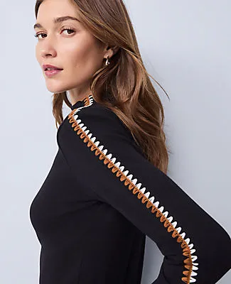 Ann Taylor Weekend Collection Crochet Trim Mock Neck Top sold by Ann Taylor product image thumbnail 3