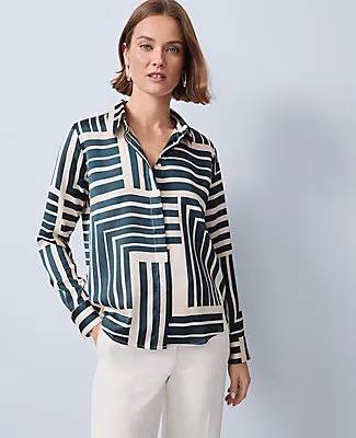 Ann Taylor Geo Satin Essential Shirt sold by Ann Taylor
