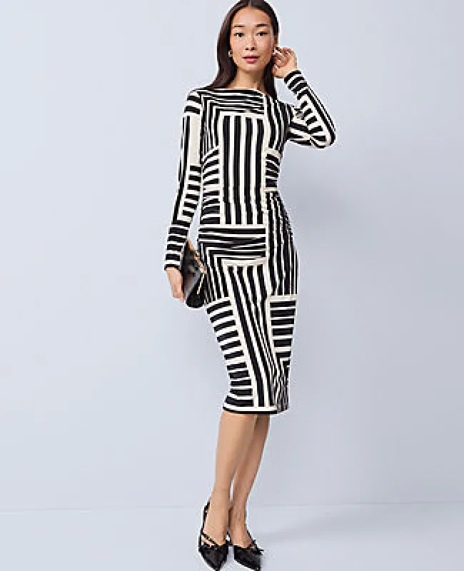Ann Taylor Petite Geo Ruched Knit Midi Dress sold by Ann Taylor