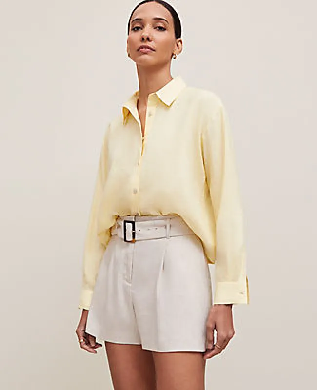 Ann Taylor Petite Cropped Linen Shirt sold by Ann Taylor