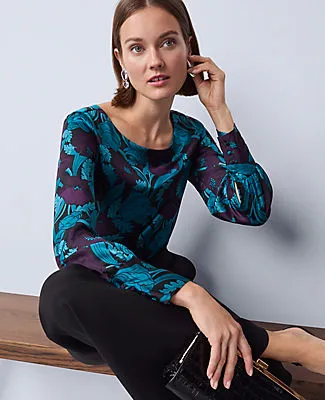 Ann Taylor Petite Floral Boatneck Blouse sold by Ann Taylor