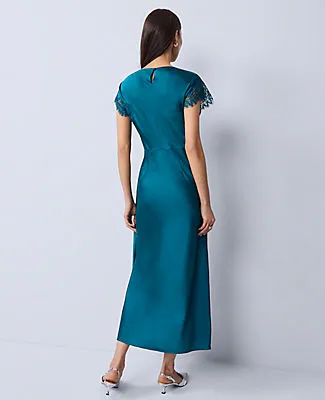 Ann Taylor Petite Lace Trim Satin Midi Dress sold by Ann Taylor product image thumbnail 2
