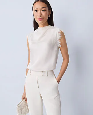 Ann Taylor Lace Trimmed Satin Top sold by Ann Taylor