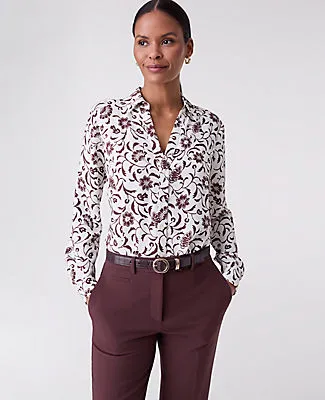Ann Taylor Floral Satin Essential Shirt sold by Ann Taylor product image thumbnail 3