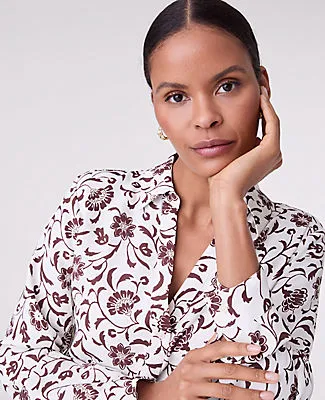 Ann Taylor Floral Satin Essential Shirt sold by Ann Taylor