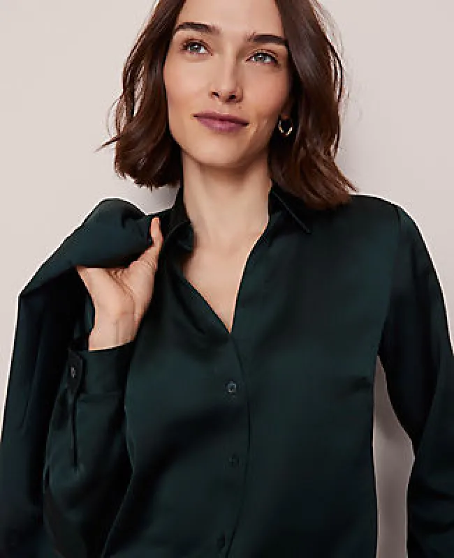 Ann Taylor Satin Essential Shirt sold by Ann Taylor