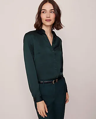 Ann Taylor Satin Essential Shirt sold by Ann Taylor product image thumbnail 3
