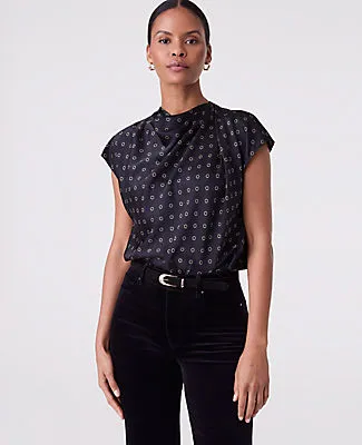 Ann Taylor Geo Satin Cowl Neck Blouse sold by Ann Taylor