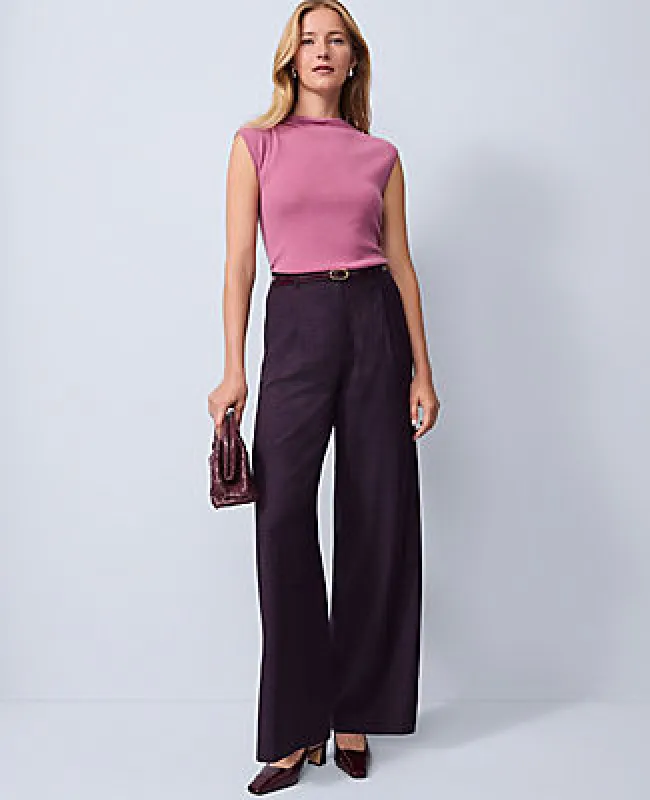 Ann Taylor Studio Collection Belted Pleated Wide-Leg Pant in Plaid sold by Ann Taylor