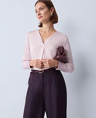 Ann Taylor Petite Mixed Media Pleat Front Top sold by Ann Taylor
