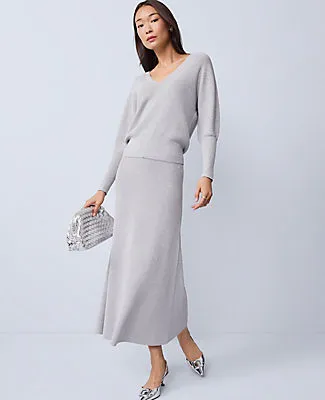Ann Taylor Ribbed Lurex Midi Skirt sold by Ann Taylor