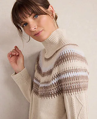 Ann Taylor Haven Well Within Organic Cotton Blend Fair Isle Cable Mock Neck Sweater sold by Ann Taylor product image thumbnail 3