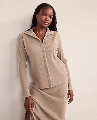 Ann Taylor Haven Well Within Ottoman Rib Button-Front Top sold by Ann Taylor