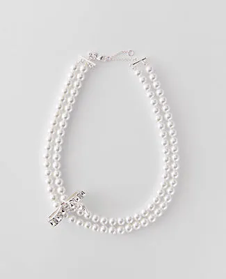 Ann Taylor Double Wrap Pearl Bow Necklace sold by Ann Taylor