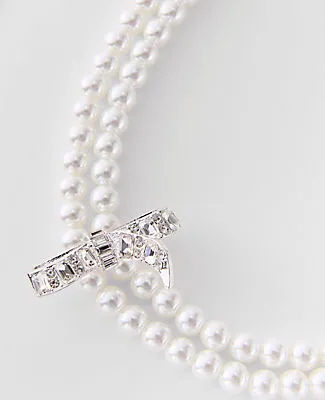 Ann Taylor Double Wrap Pearl Bow Necklace sold by Ann Taylor product image thumbnail 2