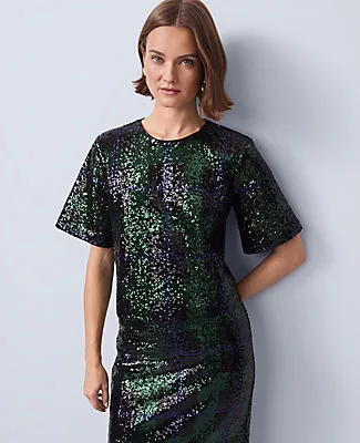 Ann Taylor Sequin Plaid Blouse sold by Ann Taylor