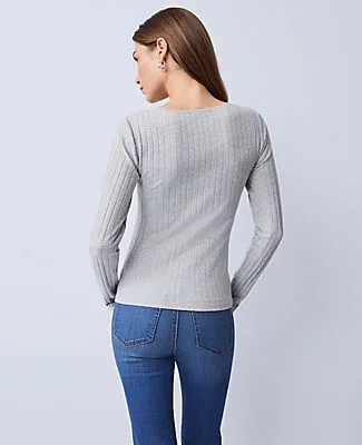 Ann Taylor Petite Weekend Collection Lace Trim Pointelle Top sold by Ann Taylor product image thumbnail 2