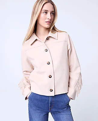 Ann Taylor Weekend Collection Fringe Bomber Jacket sold by Ann Taylor