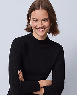Ann Taylor Pointelle Mock Neck Sweater sold by Ann Taylor product image thumbnail 2