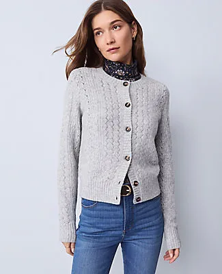 Ann Taylor Weekend Collection Pointelle Cardigan sold by Ann Taylor product image thumbnail 3