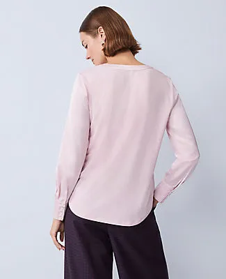 Ann Taylor Petite Mixed Media Pleat Front Top sold by Ann Taylor product image thumbnail 2
