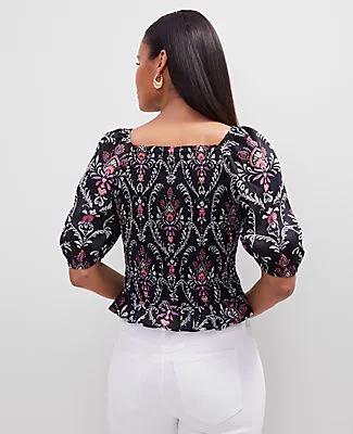 Ann Taylor Floral Square Neck Smocked Top sold by Ann Taylor product image thumbnail 2