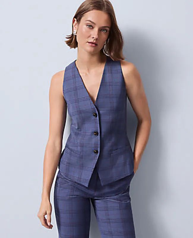 Ann Taylor The Petite Cutaway Vest in Plaid sold by Ann Taylor