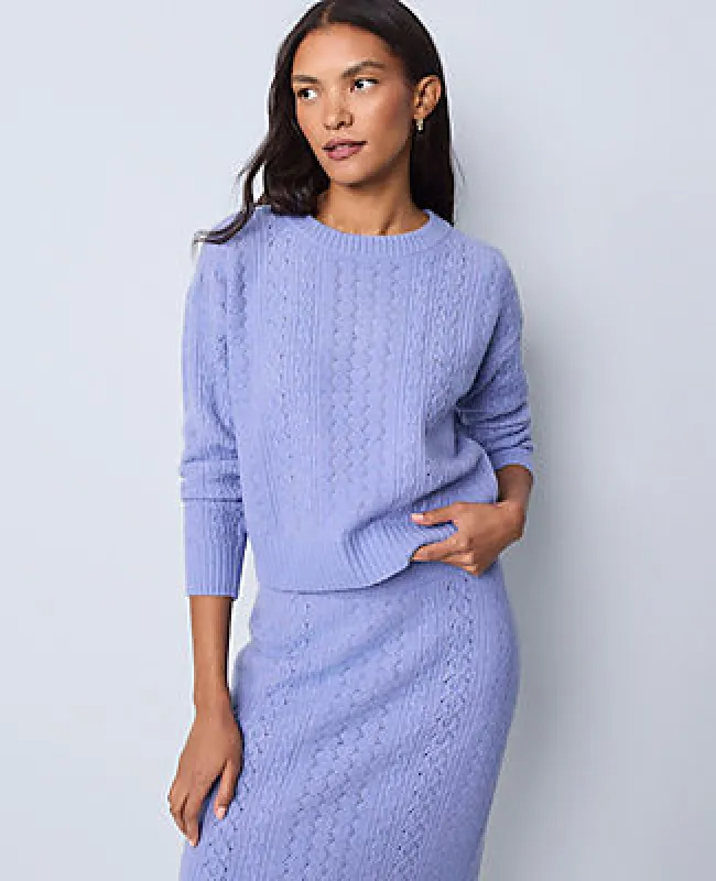 Ann Taylor Weekend Collection Mixed Stitch Crew Neck Sweater sold by Ann Taylor