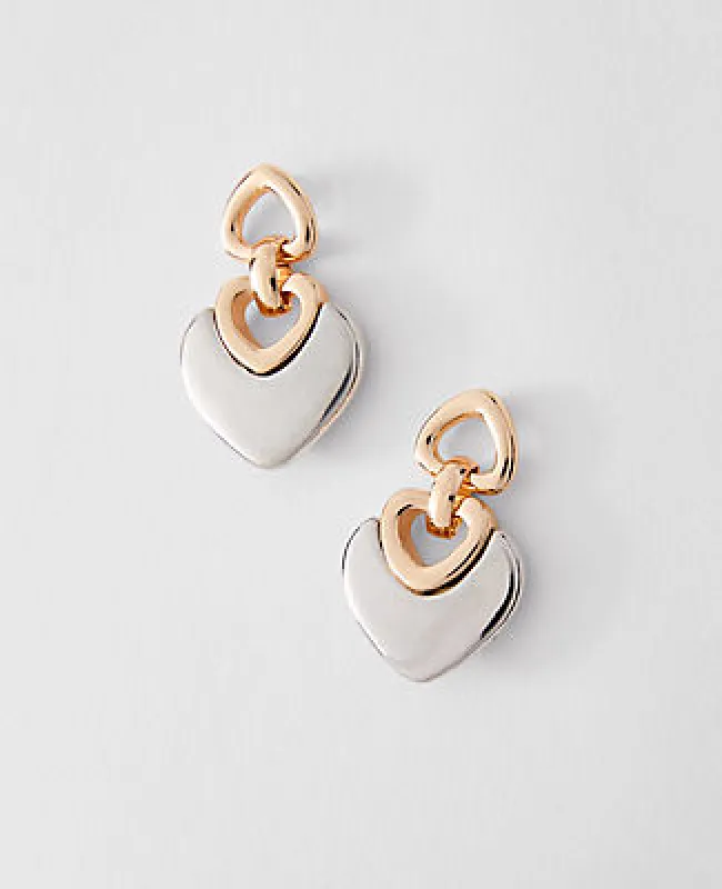 Ann Taylor Mixed Metal Heart Drop Earrings sold by Ann Taylor