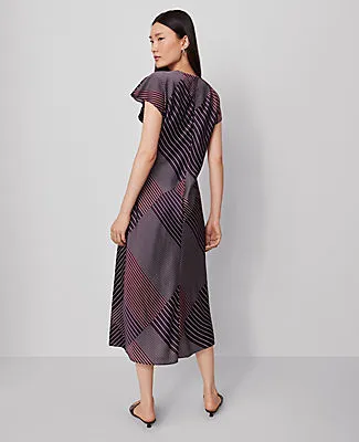 Ann Taylor Striped Satin Twist Midi Dress sold by Ann Taylor product image thumbnail 2