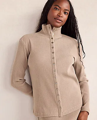 Ann Taylor Haven Well Within Ottoman Rib Button-Front Top sold by Ann Taylor product image thumbnail 2