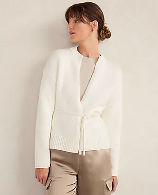 Ann Taylor Haven Well Within Chunky Cotton Blend Belted Cardigan sold by Ann Taylor
