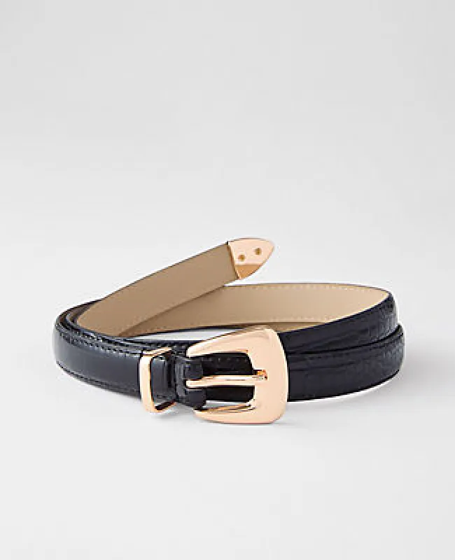 Ann Taylor Croco Square Buckle Belt sold by Ann Taylor