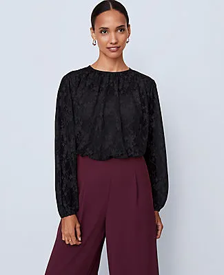 Ann Taylor Petite Crew Neck Shirred Blouse sold by Ann Taylor