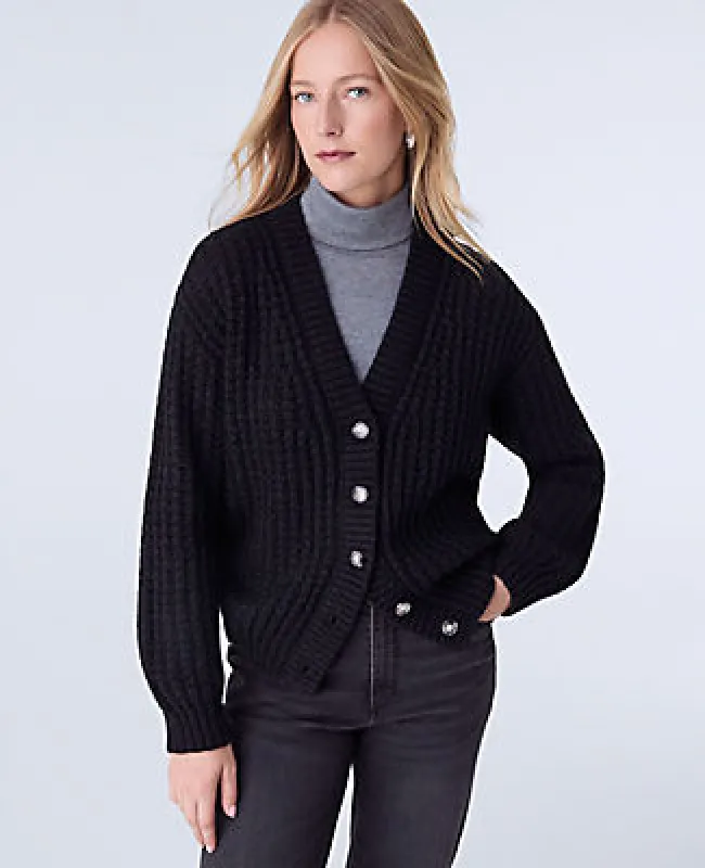Ann Taylor Weekend Collection Waffle Knit Cardigan sold by Ann Taylor