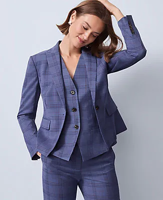 Ann Taylor The Petite Shorter One Button Blazer in Plaid sold by Ann Taylor