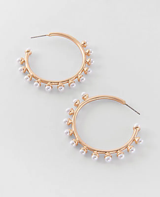 Ann Taylor Pearl Hoop Earrings sold by Ann Taylor