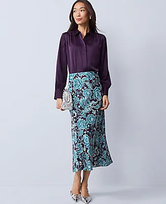 Ann Taylor Petite Floral Satin Midi Slip Skirt sold by Ann Taylor