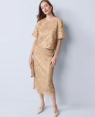 Ann Taylor Lace Column Midi Skirt sold by Ann Taylor product image thumbnail 4