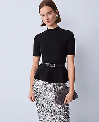 Ann Taylor Petite Mock Neck Peplum Top sold by Ann Taylor