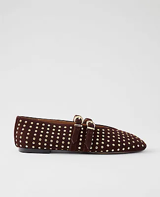 Ann Taylor Buckled Suede Studded Ballet Flat sold by Ann Taylor