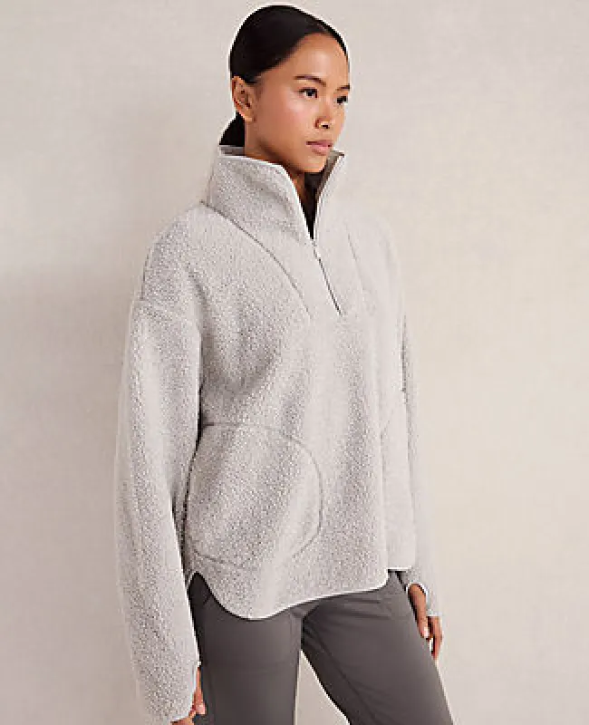 Ann Taylor Haven Well Within Sherpa Half-Zip Mock Neck Pullover sold by Ann Taylor