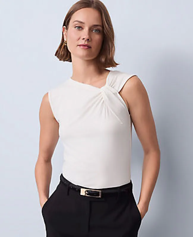 Ann Taylor Asymmetric Twist Shoulder Top sold by Ann Taylor