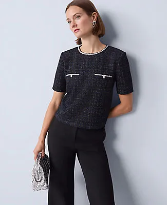 Ann Taylor Petite Metallic Tweed Top sold by Ann Taylor